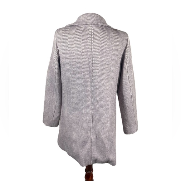 LOFT Lilac Wool Blend Pea Coat Jacket Herringbone Asymmetric Zip Pockets Size S - Picture 6 of 13